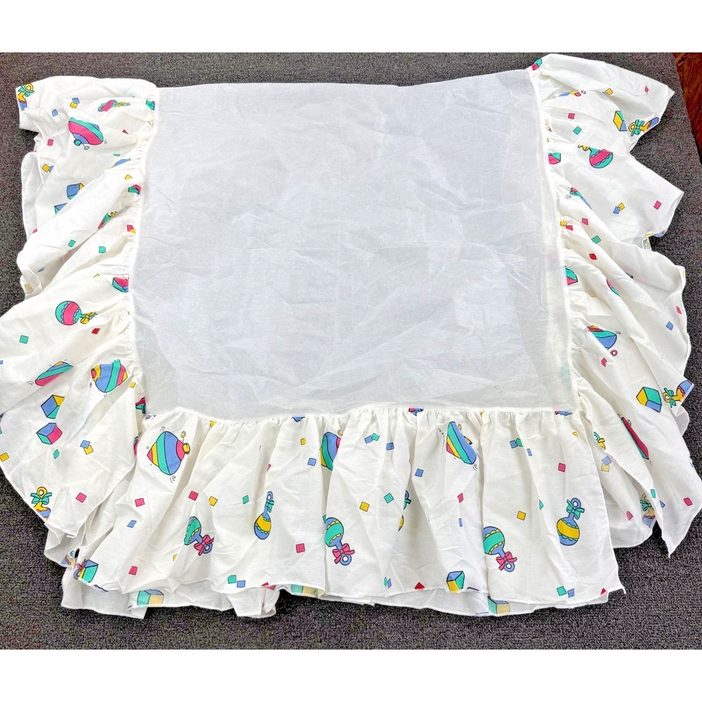 Vintage Gerber Baby Crib Skirt Ruffle Nursery Bedding 1993 Toys Print